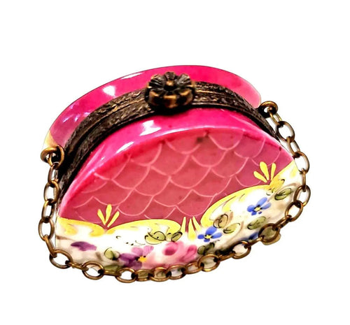 Hot Pink Floral Limoges Purse Porcelain Limoges purse trinket box limoges French Trinket Box