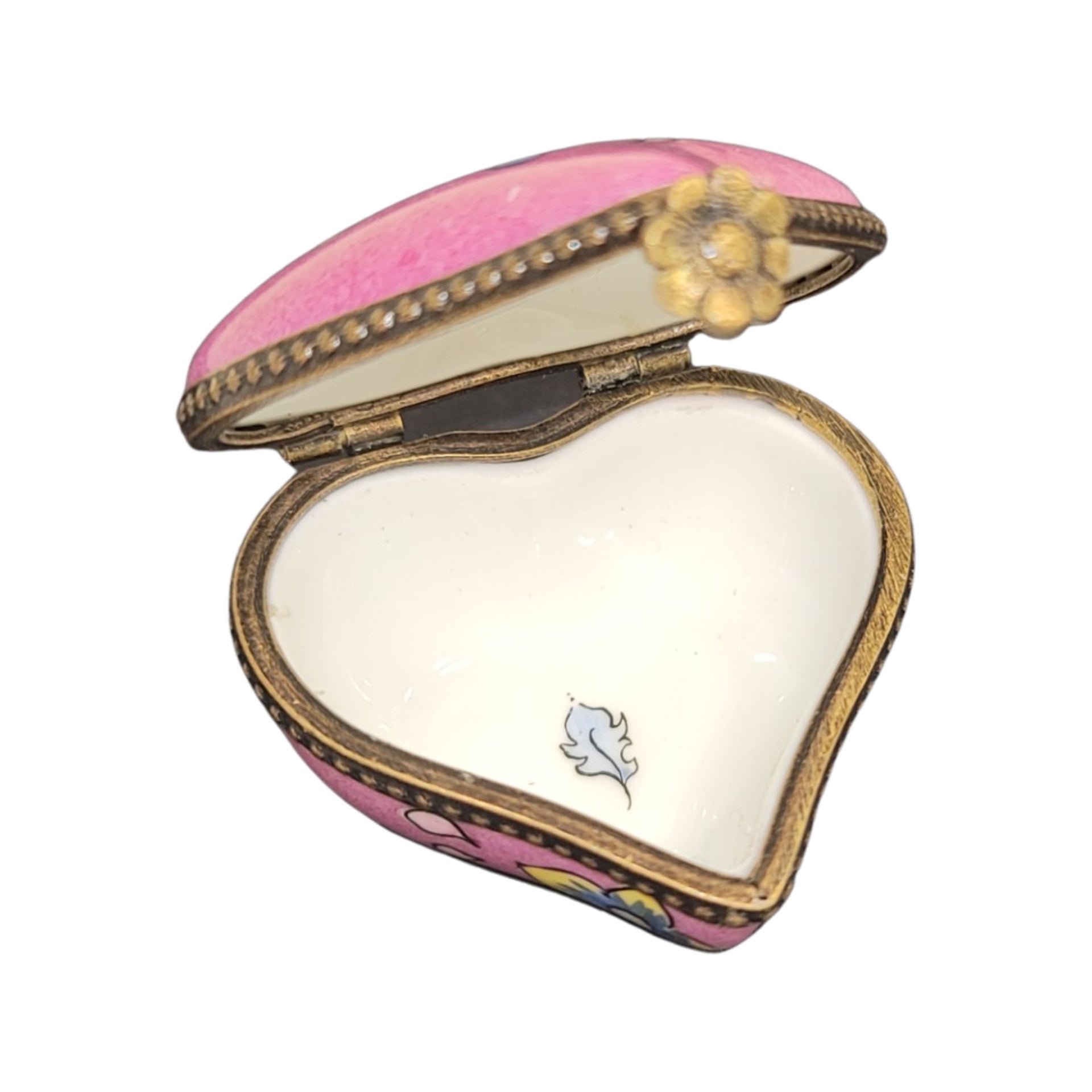 Hot Pink Heart Treasure Box Porcelain Limoges hearts LIMOGES BOXES French Trinket Box
