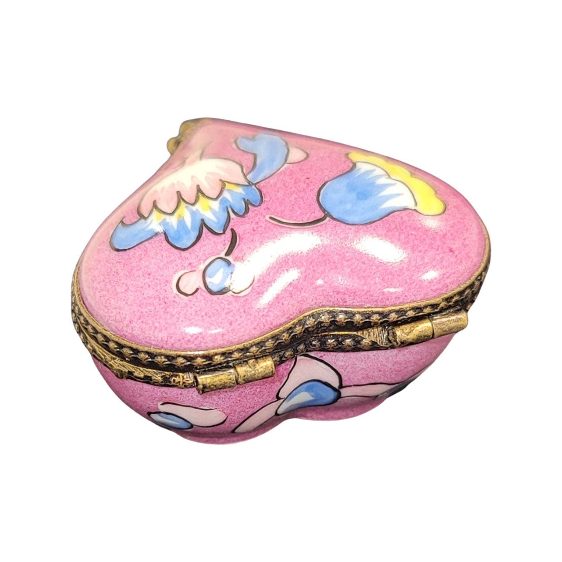Hot Pink Heart Treasure Box Porcelain Limoges hearts LIMOGES BOXES French Trinket Box