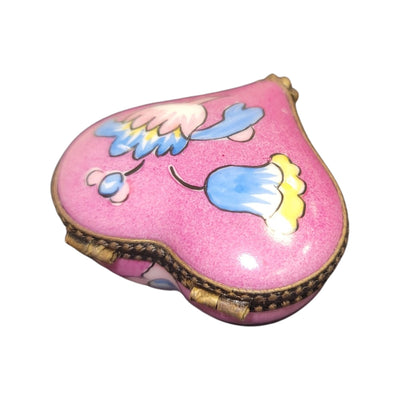 Hot Pink Heart Treasure Box Porcelain Limoges hearts LIMOGES BOXES French Trinket Box