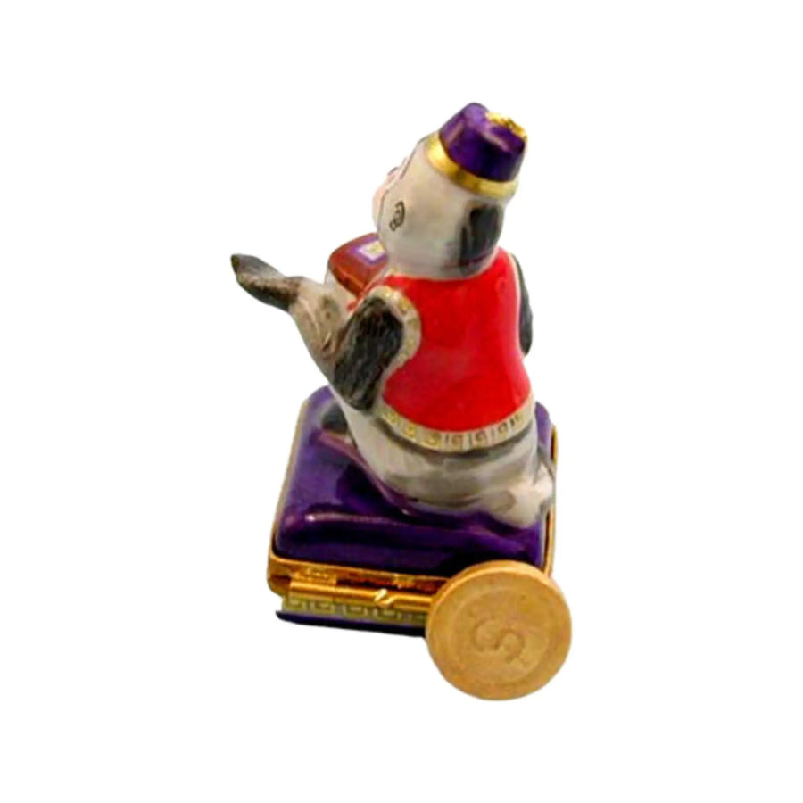 Hurdy-Gurdy Monkey Porcelain Limoges travel monkey wild animals French Trinket Box