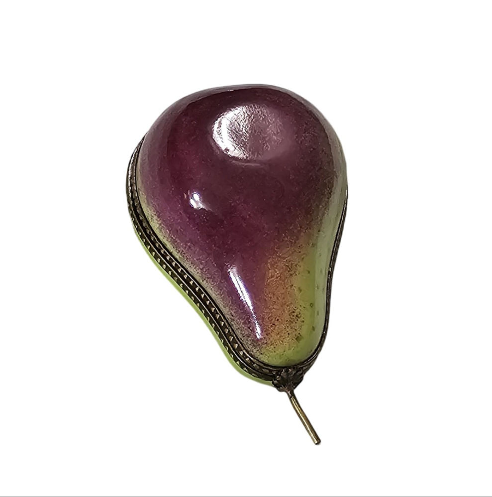 Elegant Limoges Pear Box Porcelain Limoges fruit French Trinket Box