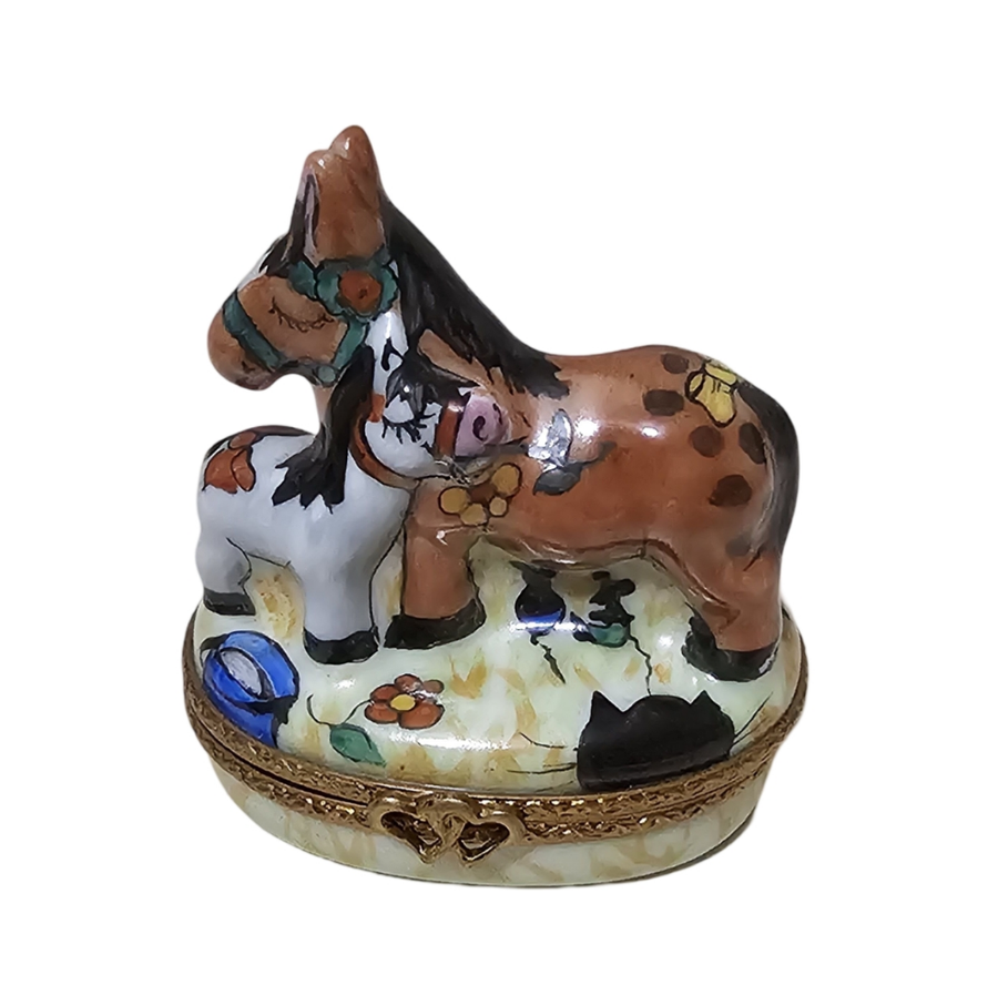 Whimsical Donkey Limoges Box Porcelain Limoges farm animal horse French Trinket Box