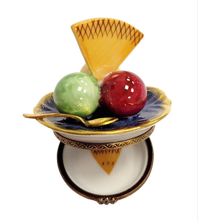 Rare Limoges Ice Cream Bowl Porcelain Limoges Dessert French Trinket Box