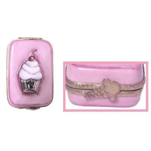 Ice Cream Sundae On Pink Porcelain Limoges Dessert Carnival French Trinket Box