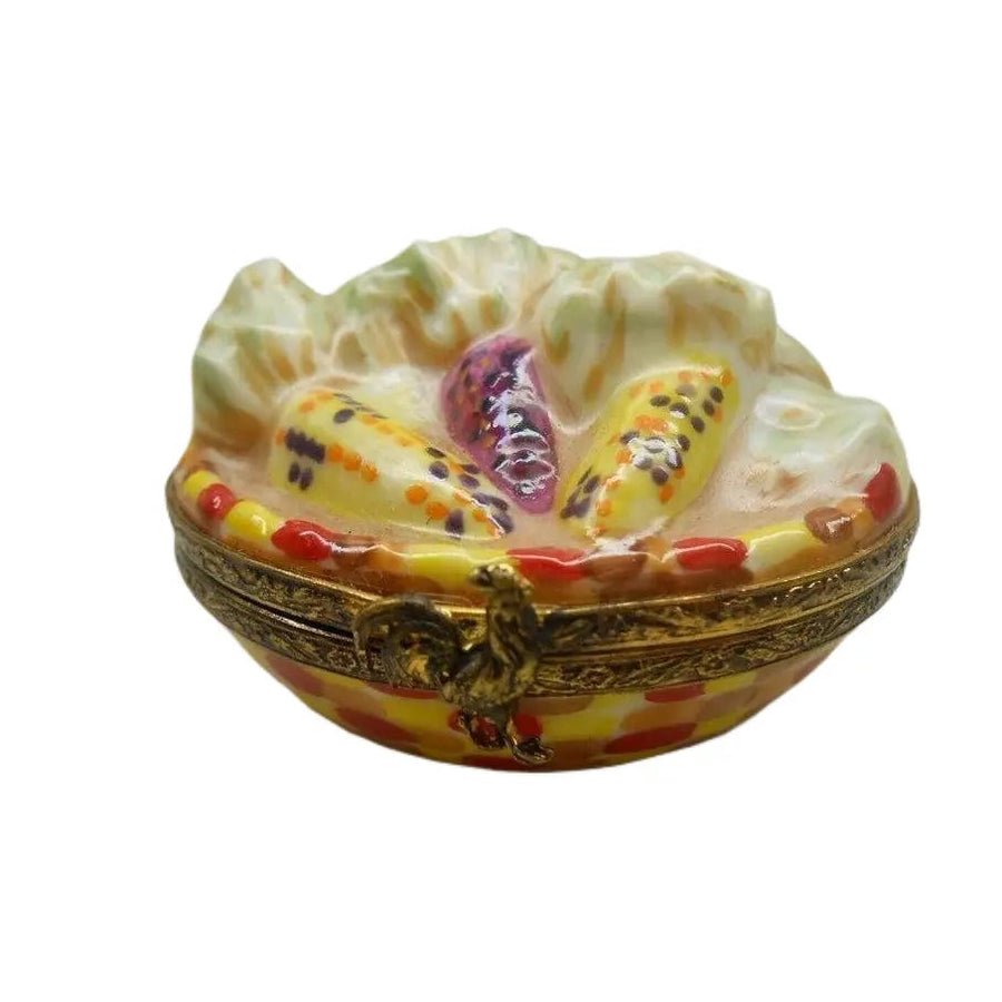 Indian Corn Porcelain Limoges fruits vegetables thanksgivng French Trinket Box