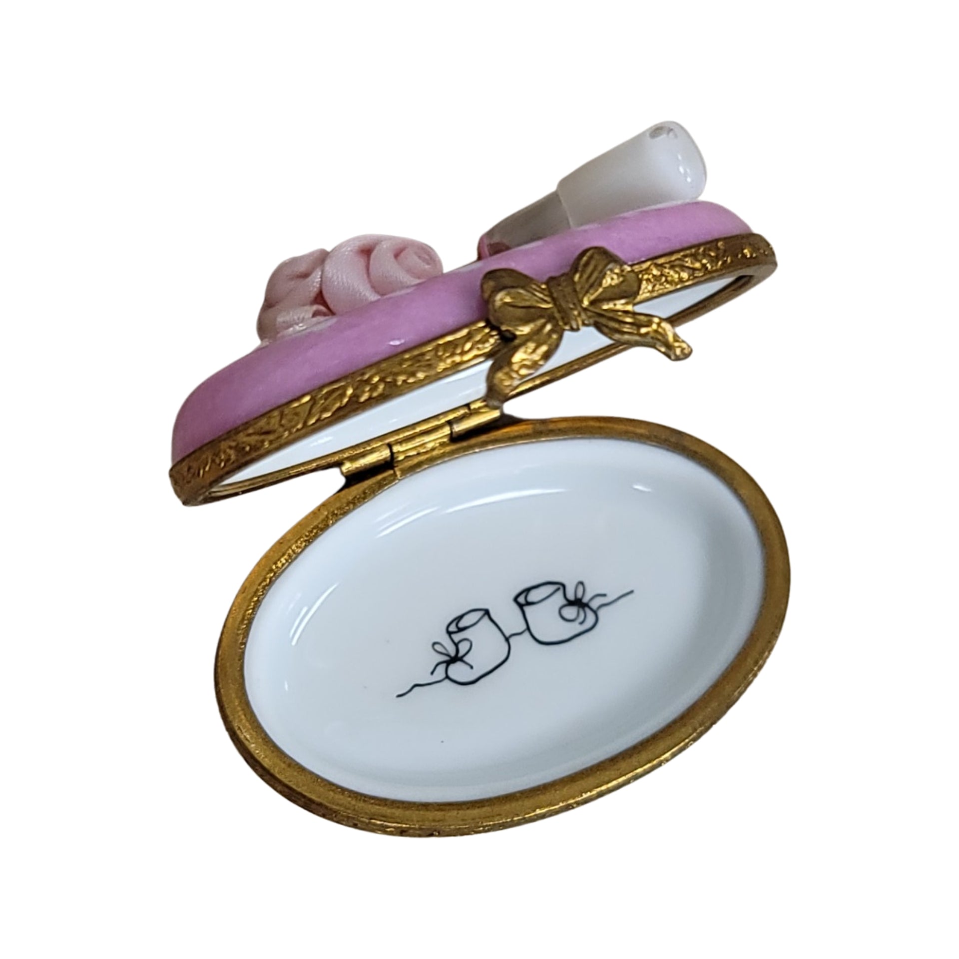 It's a Girl Baby Bottle Figurine Porcelain Limoges Limoges Boxes baby figurine maternity French Trinket Box