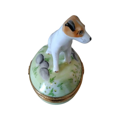 Jack Russell Terrier Dog Artoria Porcelain Limoges dog dogs French Trinket Box