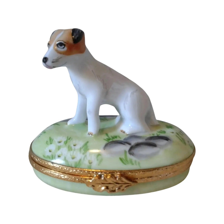 Jack Russell Terrier Dog Artoria Porcelain Limoges dog dogs French Trinket Box