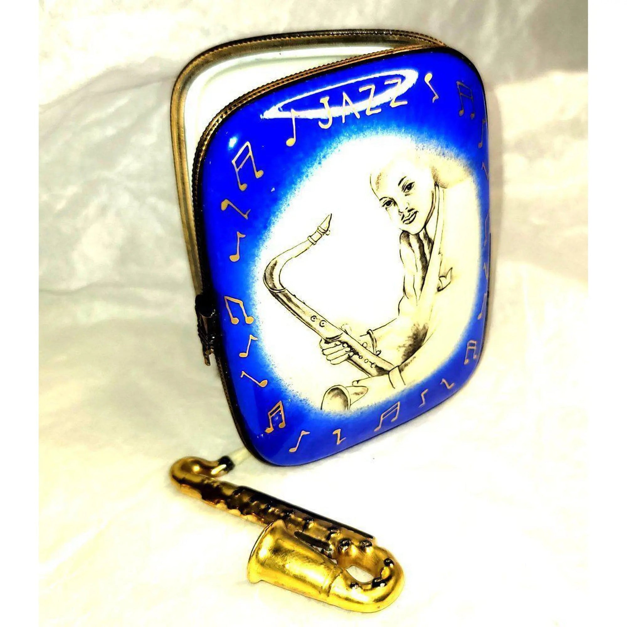 Jazz Saxophone Porcelain Treasure Porcelain Limoges Music LIMOGES BOXES French Trinket Box
