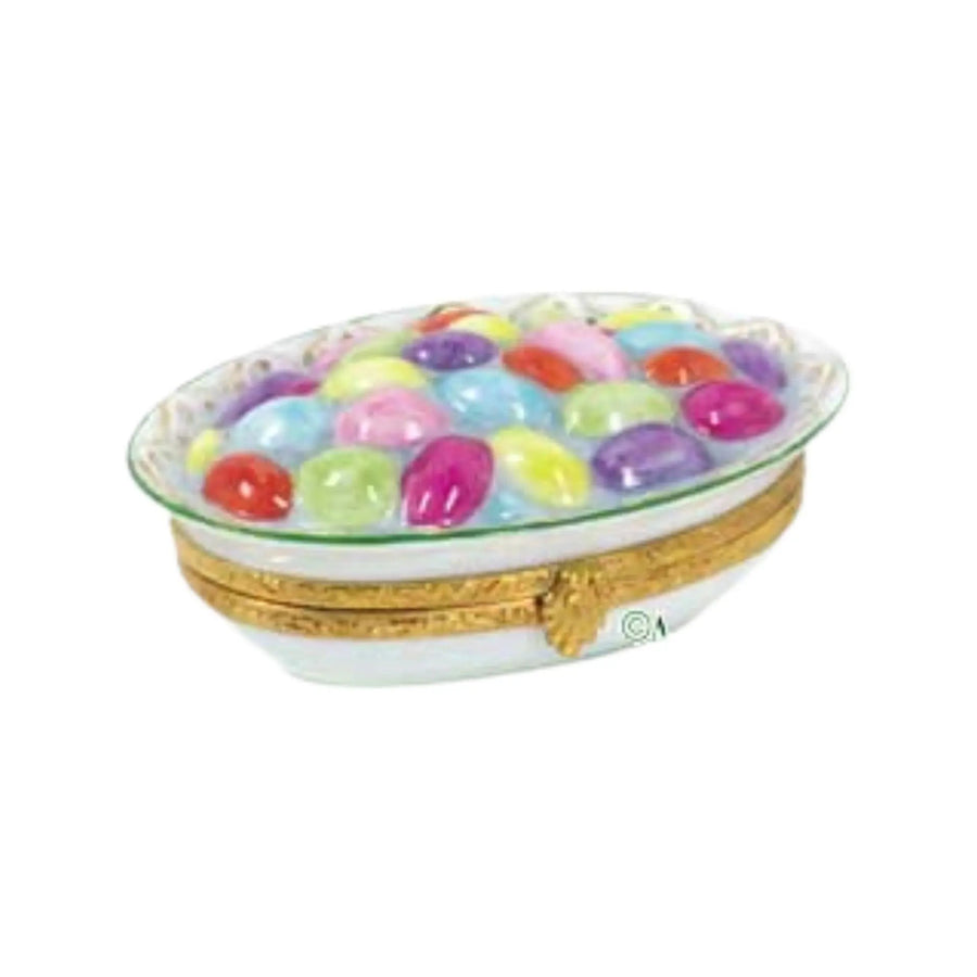 Jelly Bean Basket Porcelain Limoges Dessert Easter French Trinket Box