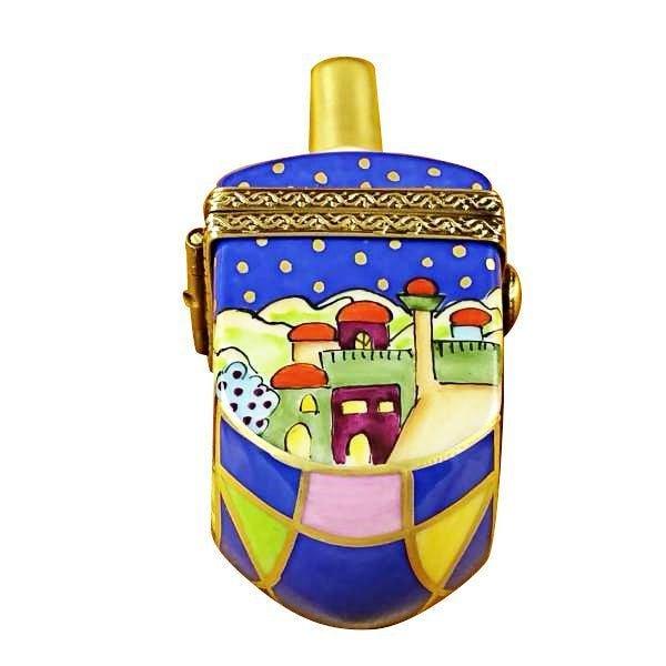 Jeru salem Scene Jewish Dreidel Porcelain Limoges religious spiritual French Trinket Box