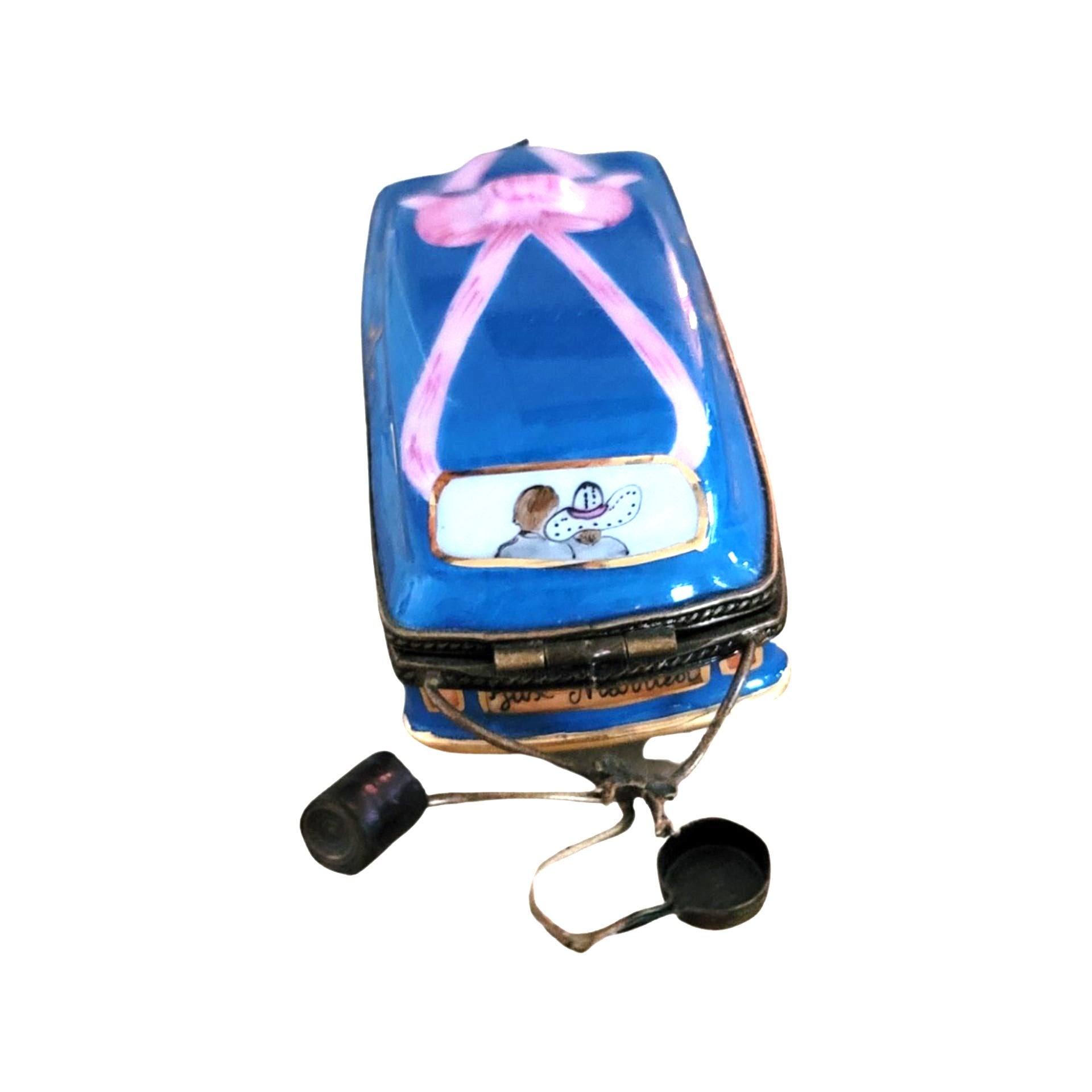 Just Married Limousine Figurine Porcelain Limoges wedding vehicle French Trinket Box