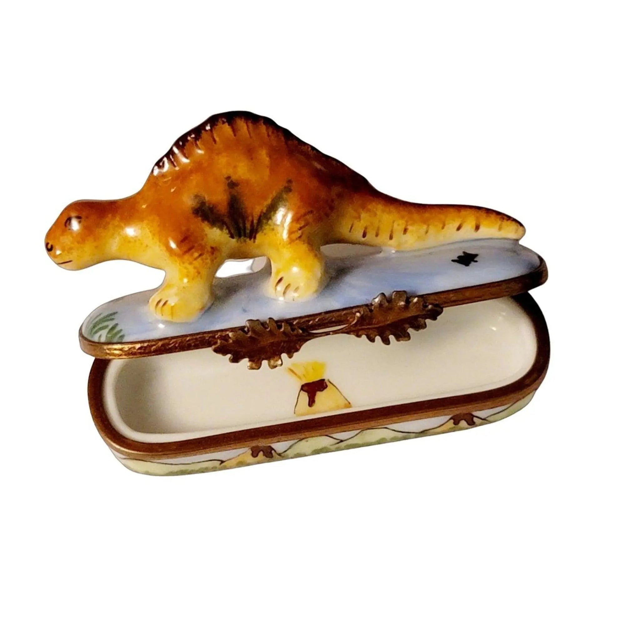 Kentrosaurus Porcelain Treasure Porcelain Limoges wild animals French Trinket Box