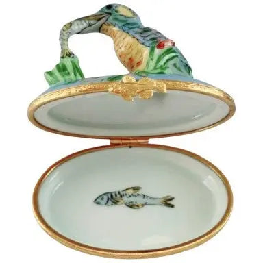 King Fisher Porcelain Limoges bird birds French Trinket Box