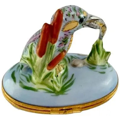 King Fisher Porcelain Limoges bird birds French Trinket Box