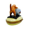Kitten w Fish Bowl Porcelain Limoges Cat French Trinket Box