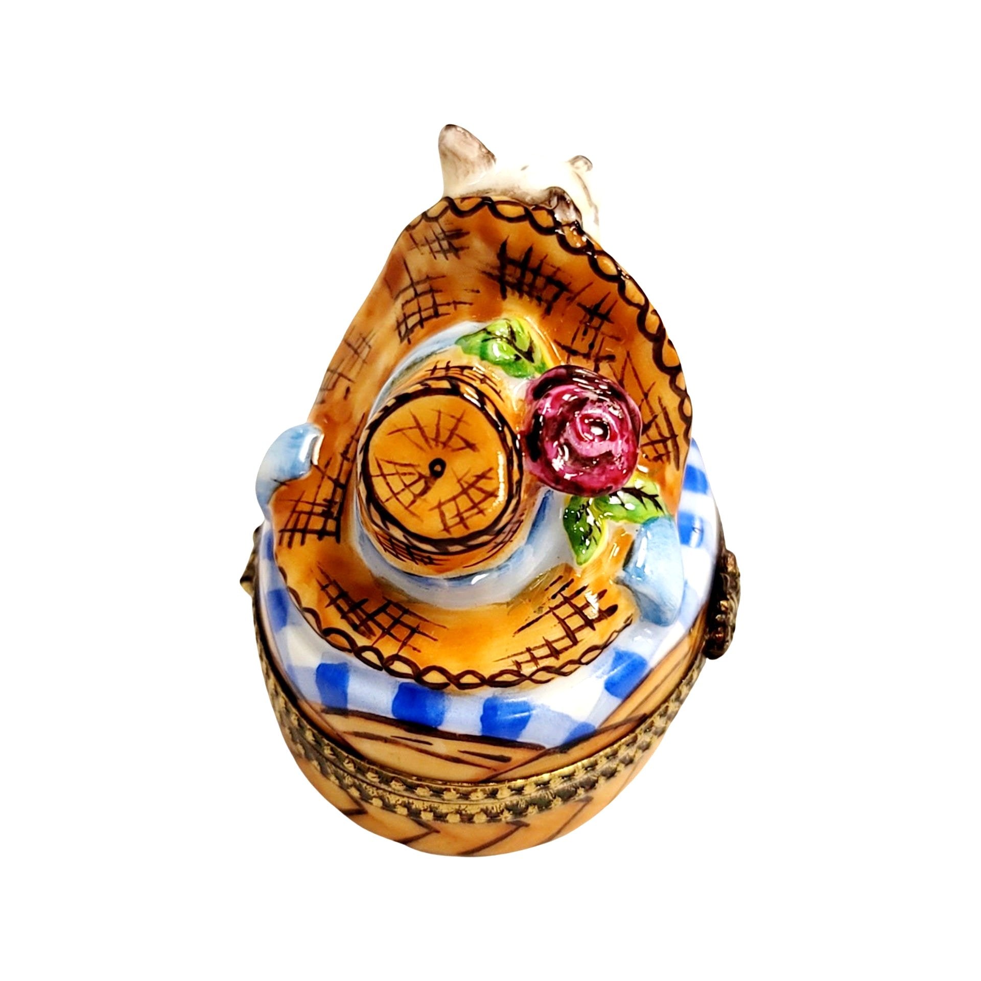 Kitty Cat Bonnet Trinket Box Porcelain Limoges cat cats limoge box French Trinket Box