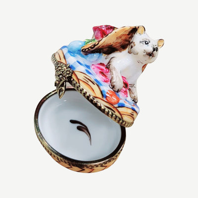 Kitty Cat under Bonnet Hat-cat cats limoge box-CH3S376