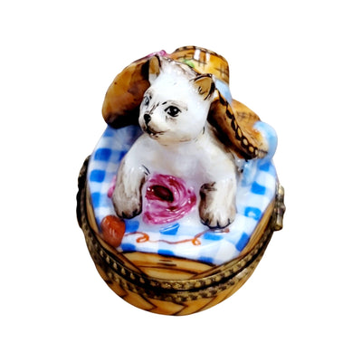 Kitty Cat under Bonnet Hat-cat cats limoge box-CH3S376
