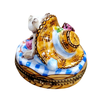 Kitty Cat under Bonnet Hat-cat cats limoge box-CH3S376