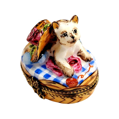 Kitty Cat under Bonnet Hat-cat cats limoge box-CH3S376