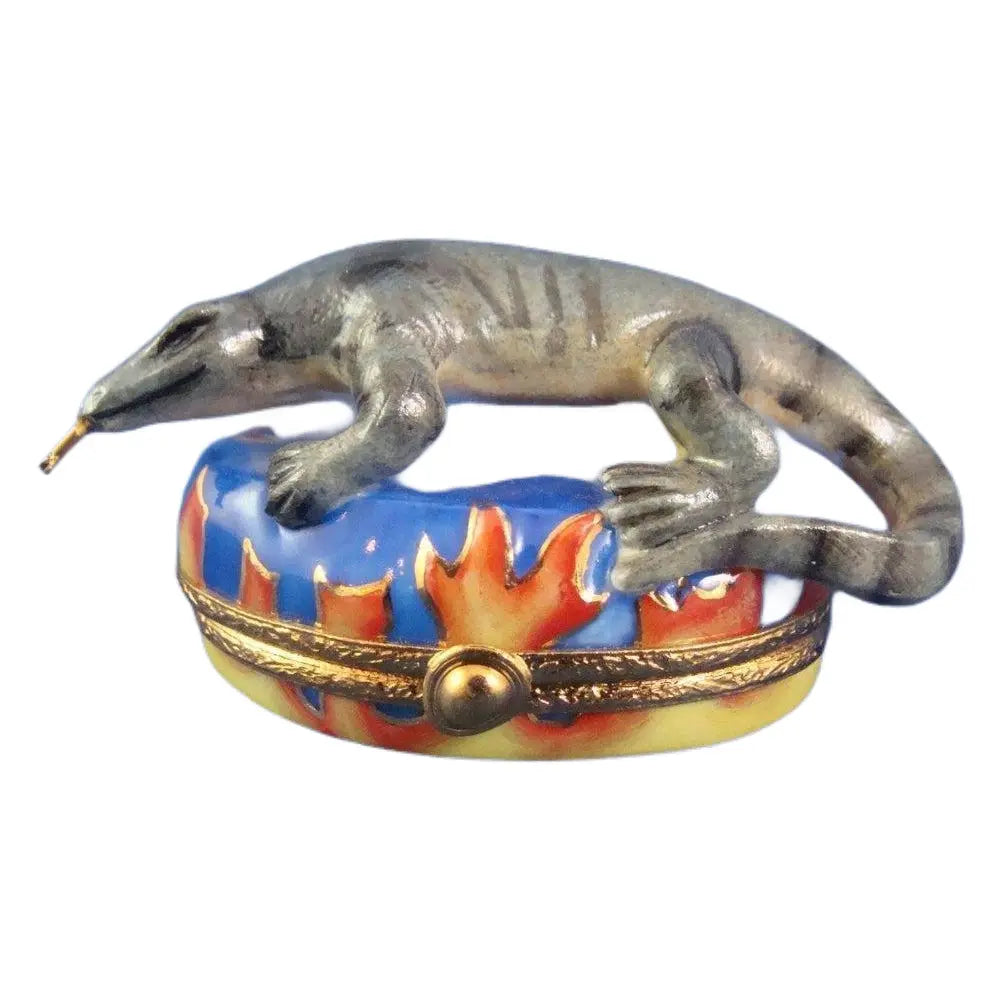 Komodo Dragon Porcelain Limoges Wild Animals French Trinket Box
