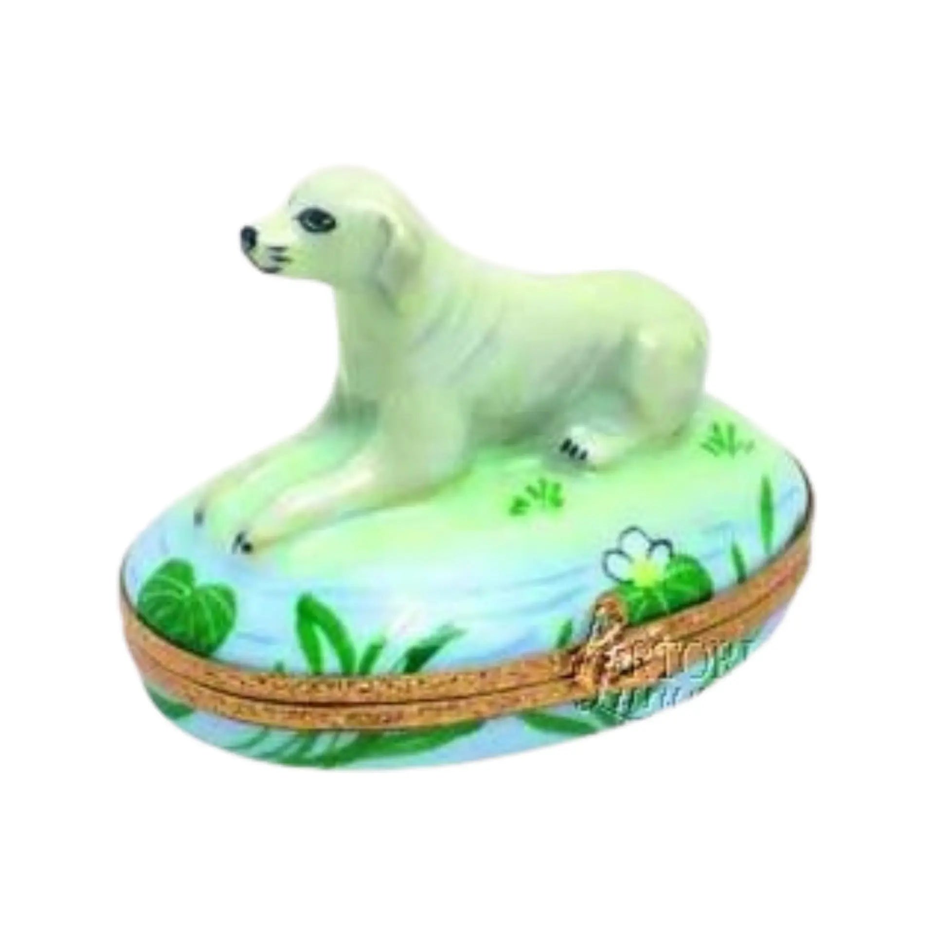 Labrador Lab Retriever: Yellow Porcelain Limoges Dog Dogs French Trinket Box