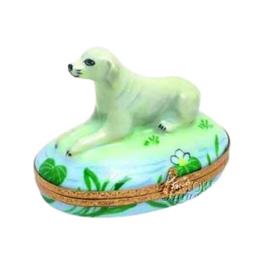 Labrador Lab Retriever: Yellow Porcelain Limoges Dog Dogs French Trinket Box