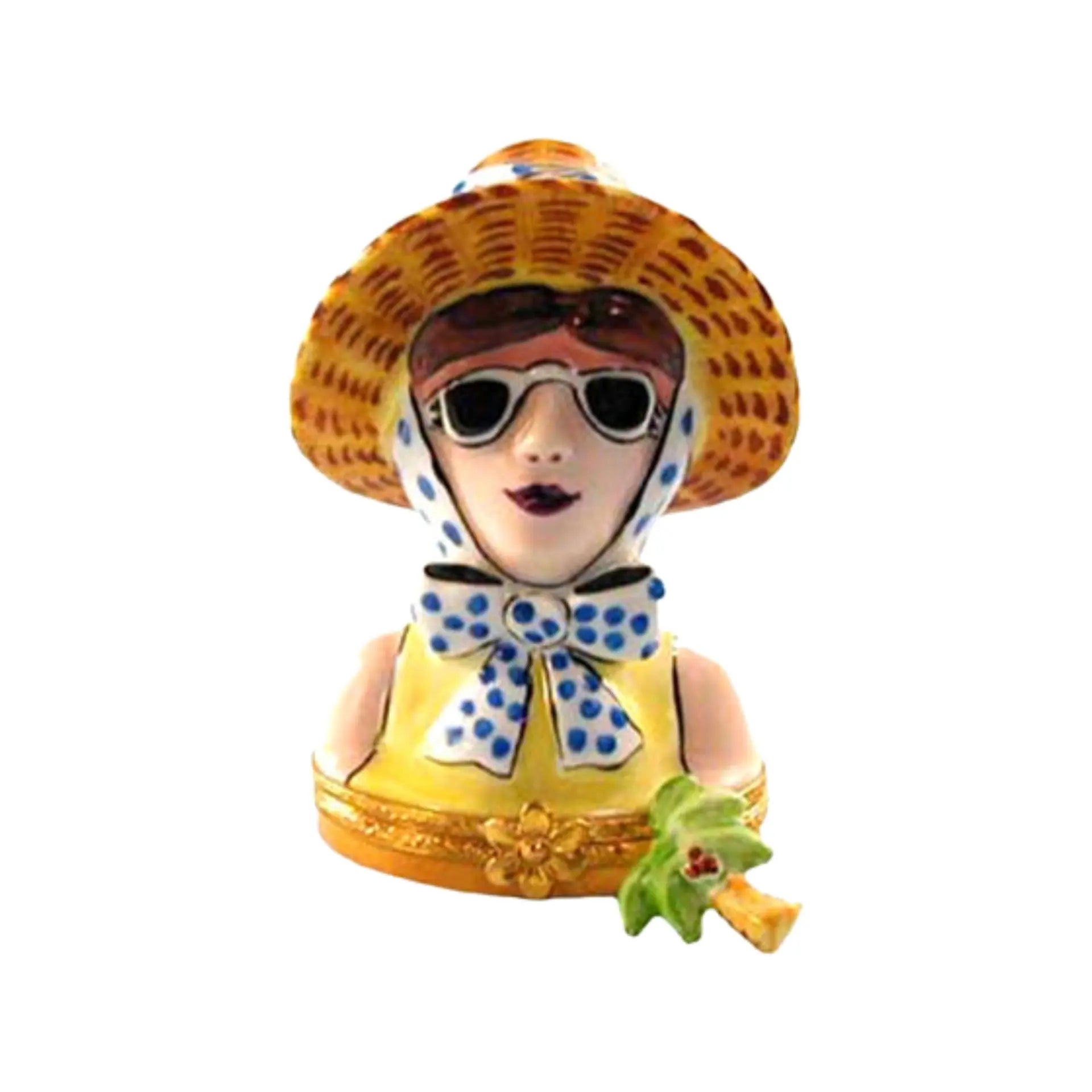 Lady Tourist Porcelain Limoges Travel Beach Ocean French Trinket Box