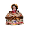Large French Child w Puppies Porcelain Limoges Kids Carnival France French Trinket Box