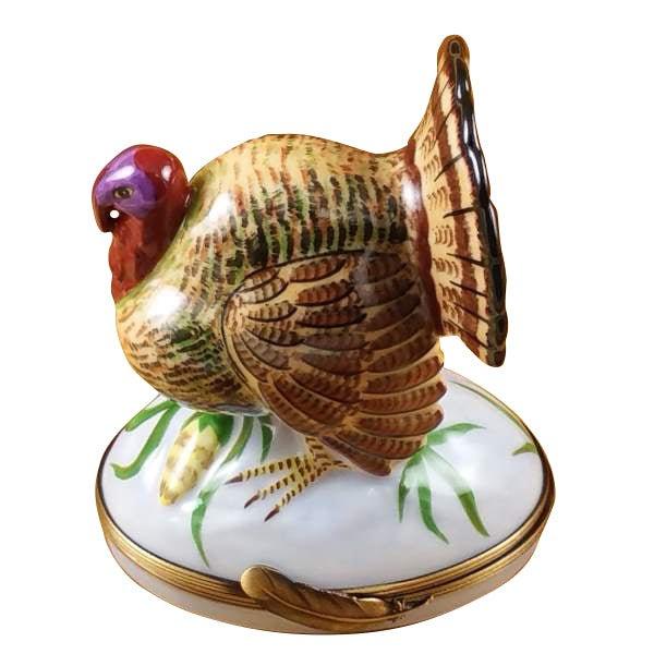 Large Turkey Porcelain Limoges thanksgiving wild bird French Trinket Box