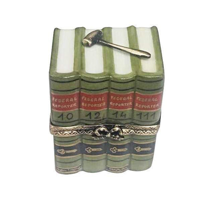 Law Books with Gavel Porcelain Limoges Professional French Trinket Box