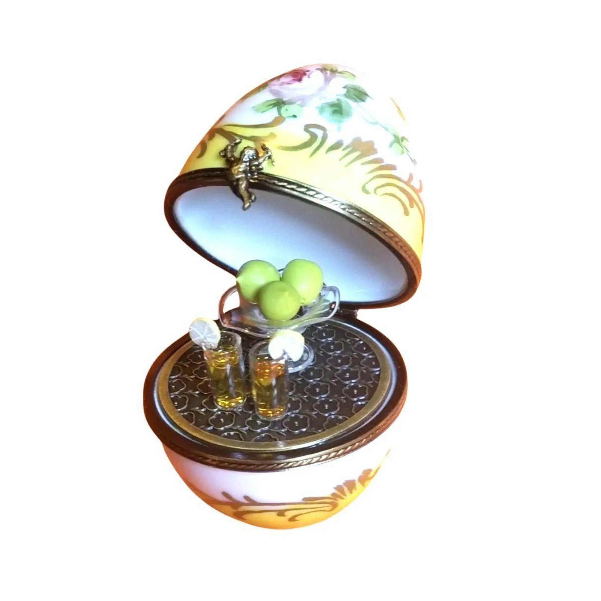 Lemonade Elegance Limoges Egg Porcelain Limoges Egg Food French Trinket Box