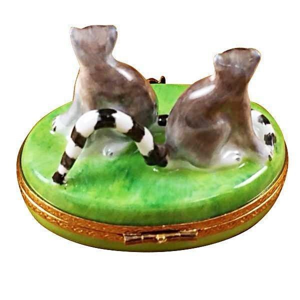 Lemur Monkey Porcelain Limoges wild animals travel French Trinket Box