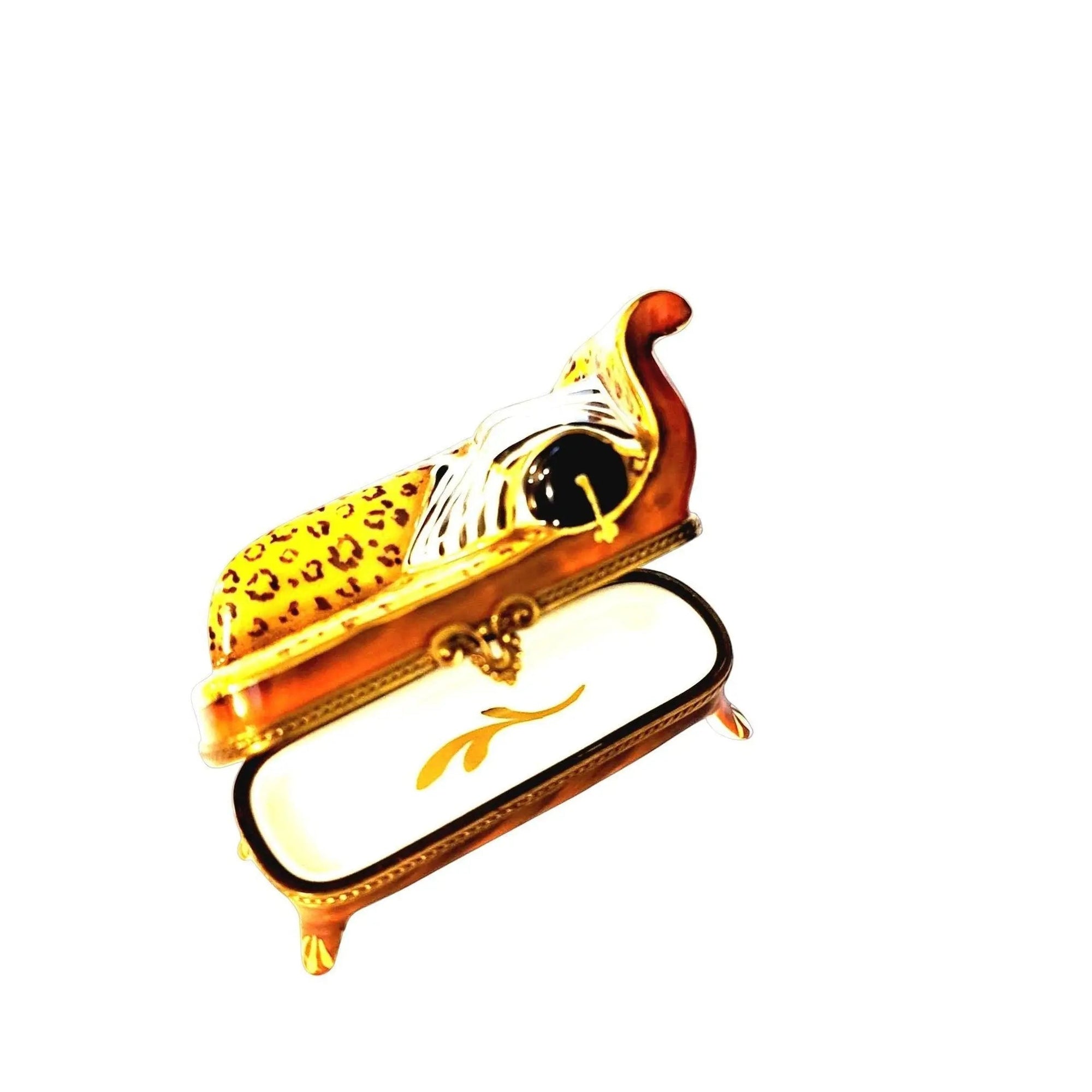 Leopard Lounge Chair Limoges Box Porcelain Limoges furniture French Trinket Box