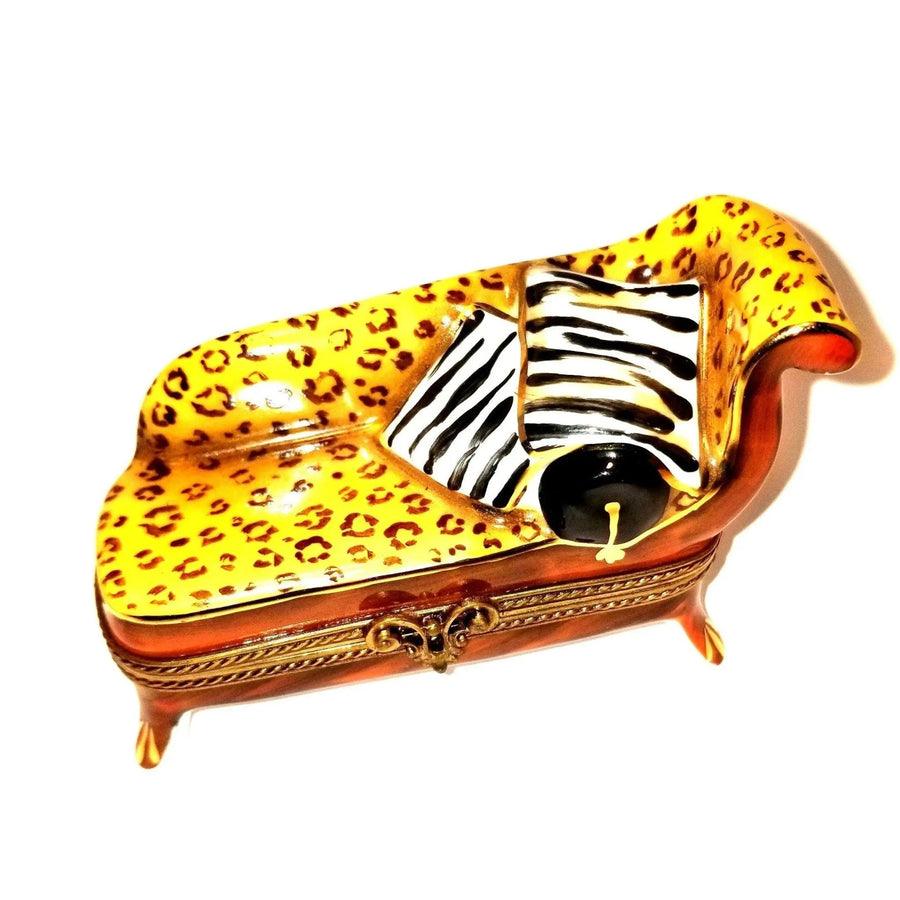 Leopard Lounge Chair Limoges Box Porcelain Limoges furniture French Trinket Box