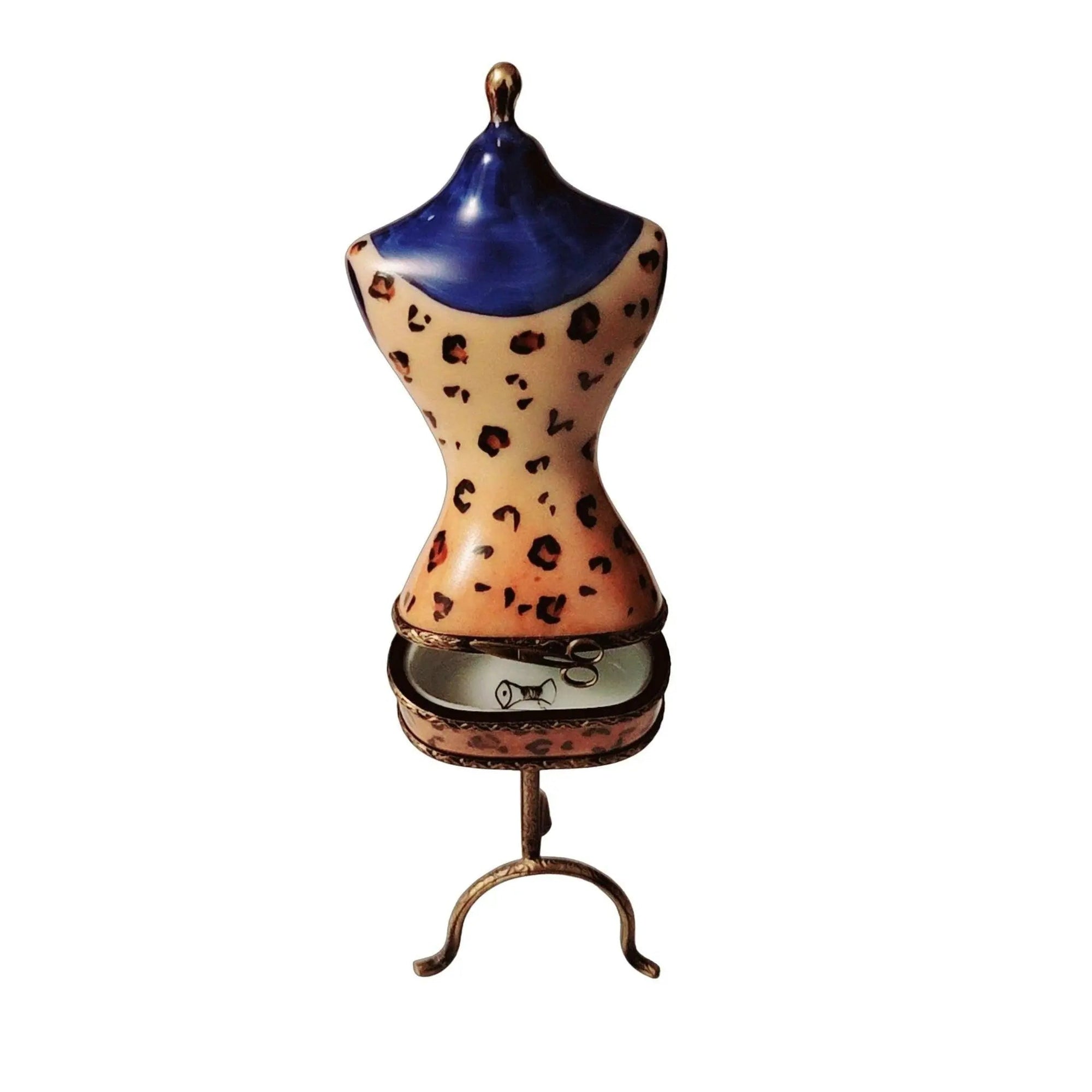 Leopard Print Fashion Dress Box Porcelain Limoges Fashion jewelry women shoes limoges box French Trinket Box