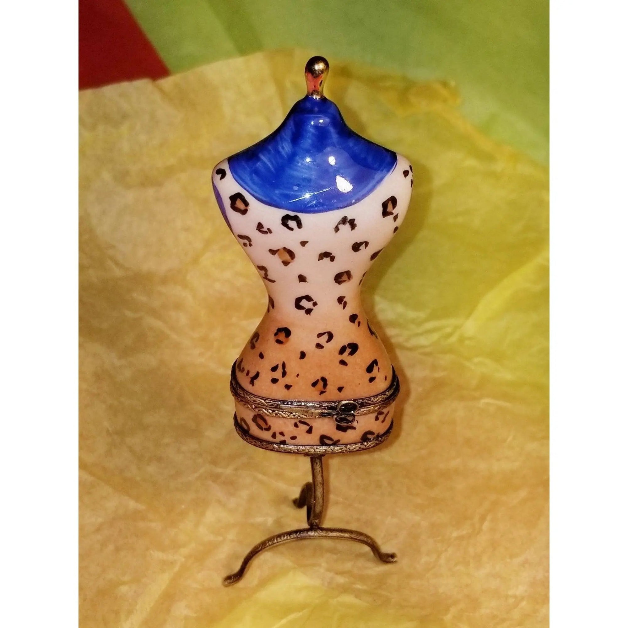 Leopard Print Fashion Dress Box Porcelain Limoges Fashion jewelry women shoes limoges box French Trinket Box