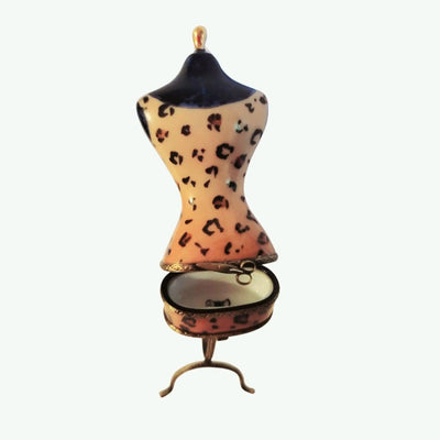 Leopard Print Fashion Dress Box Porcelain Limoges Fashion jewelry women shoes limoges box French Trinket Box