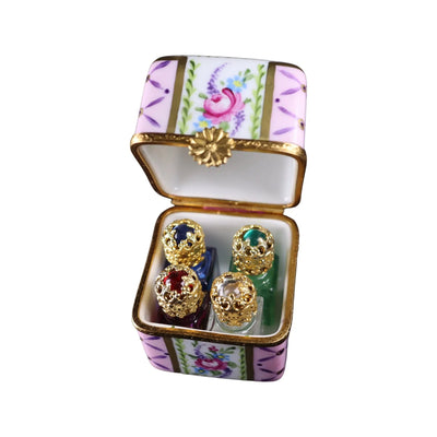 Lg Rect w 4 Perfume Porcelain Limoges Perfume French Trinket Box