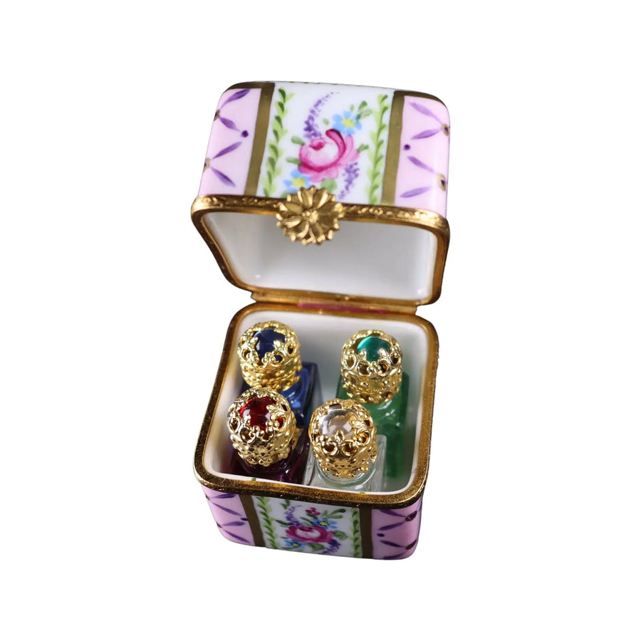 Lg Rect w 4 Perfume Porcelain Limoges Perfume French Trinket Box
