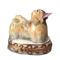 Lhasa Apso Porcelain Limoges Dog dogs French Trinket Box