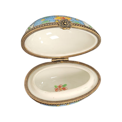 Light Blue Egg Flowers-egg LIMOGES BOXES-CH11M400