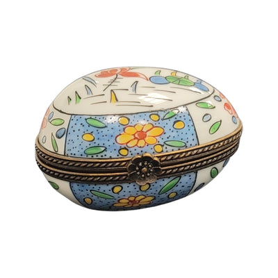 Light Blue Egg Flowers-egg LIMOGES BOXES-CH11M400