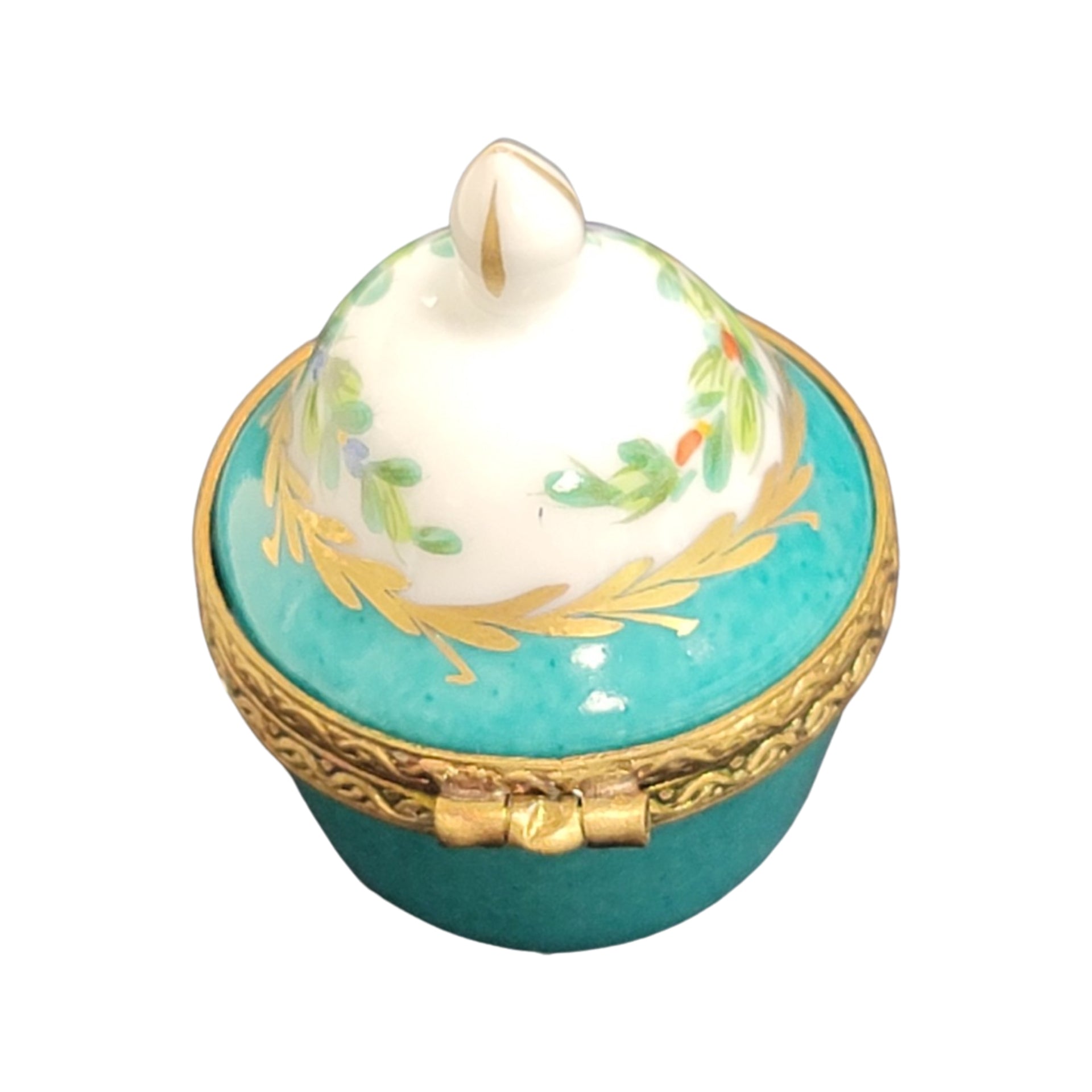 Light Blue Floral Crown Box Porcelain Limoges LIMOGES BOXES traditional French Trinket Box