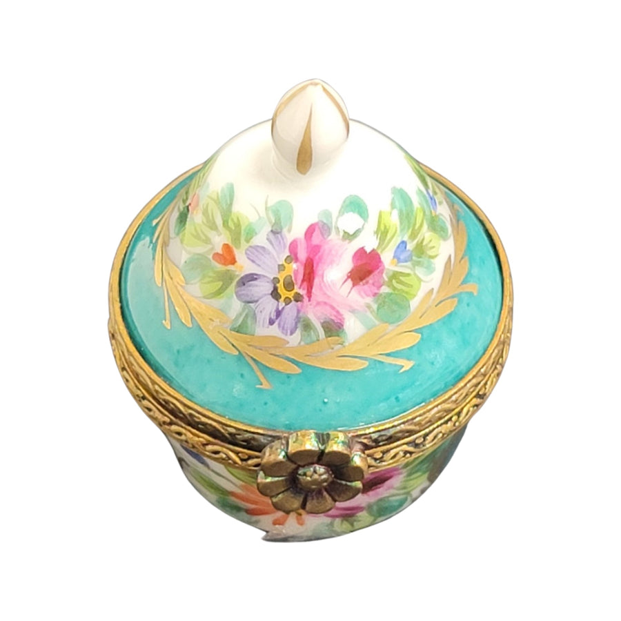 Light Blue Floral Crown Box Porcelain Limoges LIMOGES BOXES traditional French Trinket Box