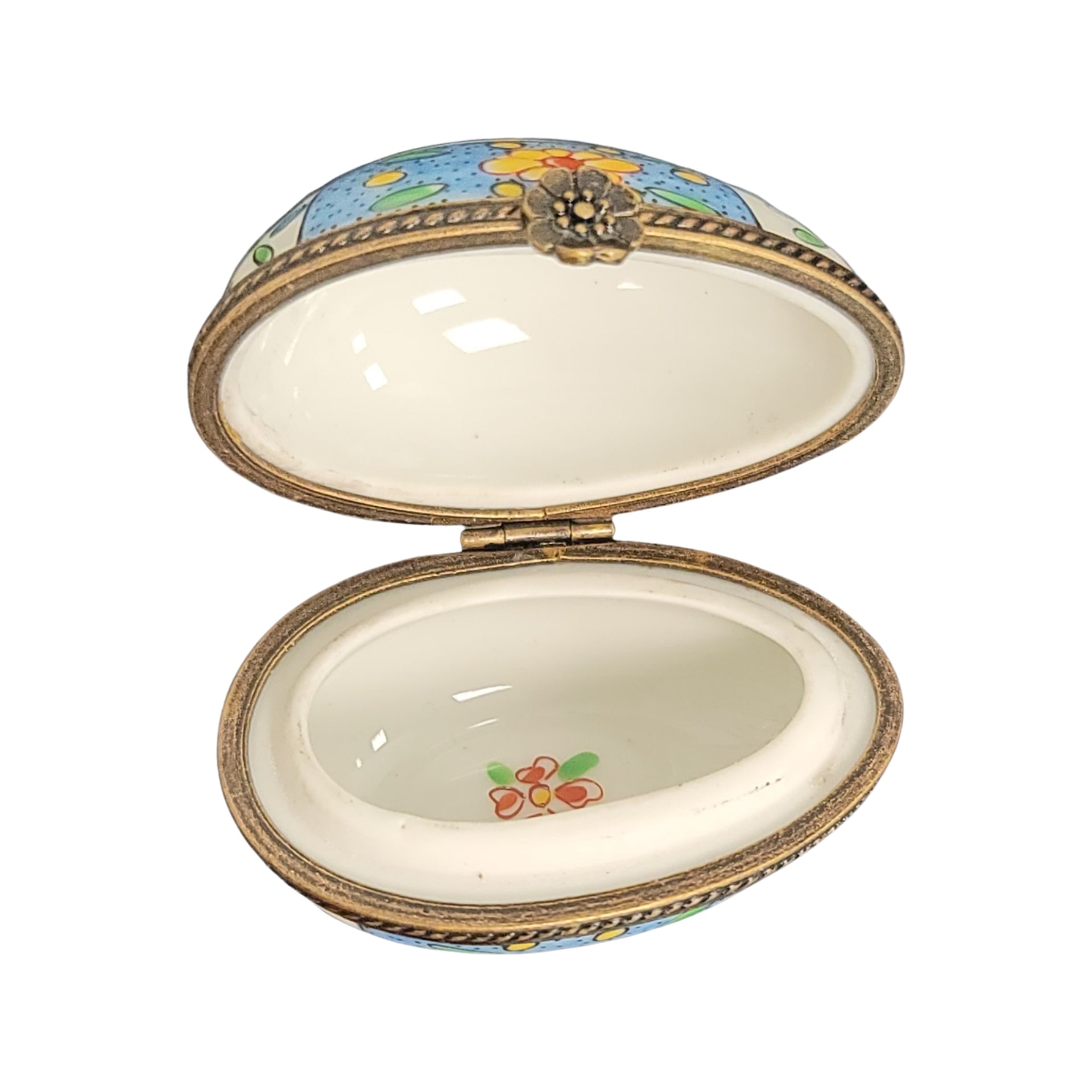 Light Blue Floral Limoges Box Porcelain Limoges egg LIMOGES BOXES French Trinket Box