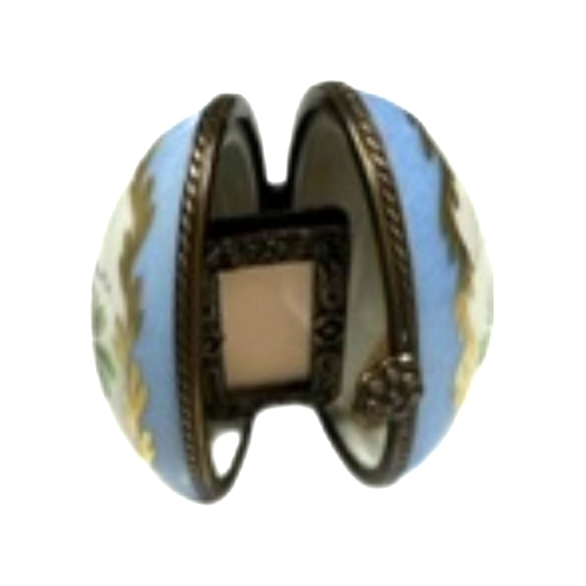 Light Blue Floral Limoges Box Porcelain Limoges egg traditional French Trinket Box