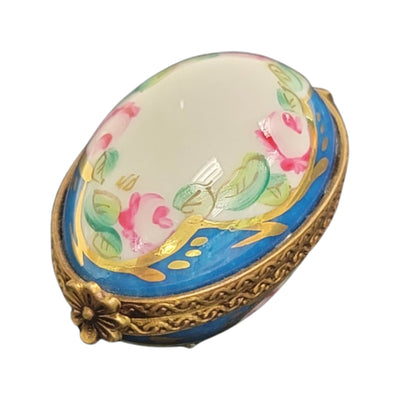 Light Blue Floral Limoges Box Porcelain Limoges egg LIMOGES BOXES French Trinket Box